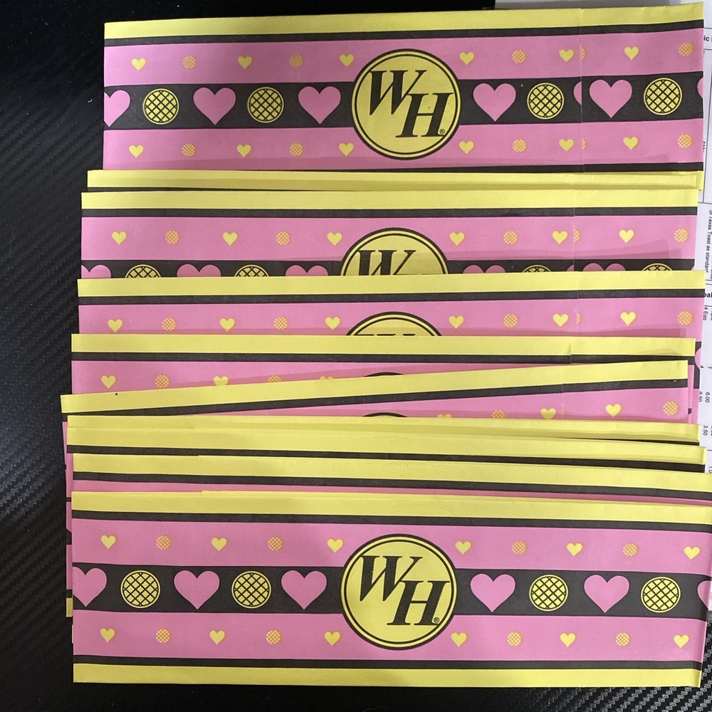 Rare Authentic Waffle House Chef's Paper Hat Set of 10 Valentines Hearts